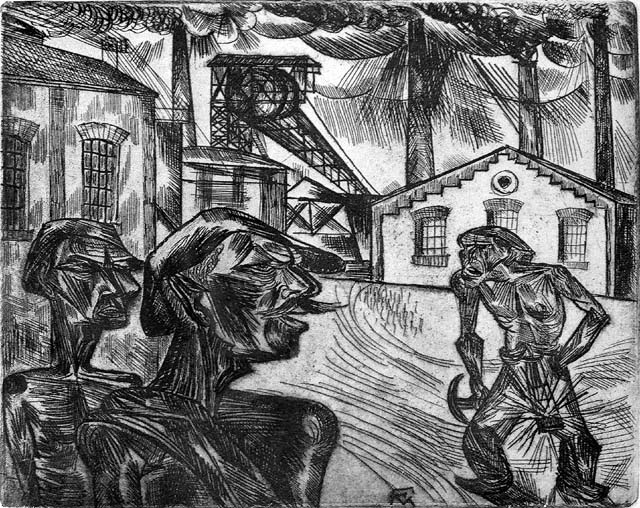 Konrad Felixmller: Bergarbeiter, Radierung (1921)