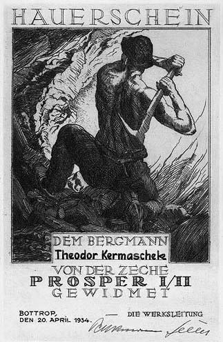 Hermann Ktelhn: Hauerschein der Zeche Prosper 1/2 (1934)